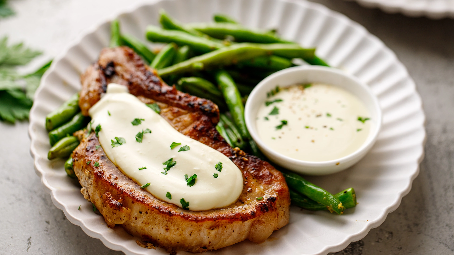 Keto Pork Chops with Cheese Sauce freelance food photographer