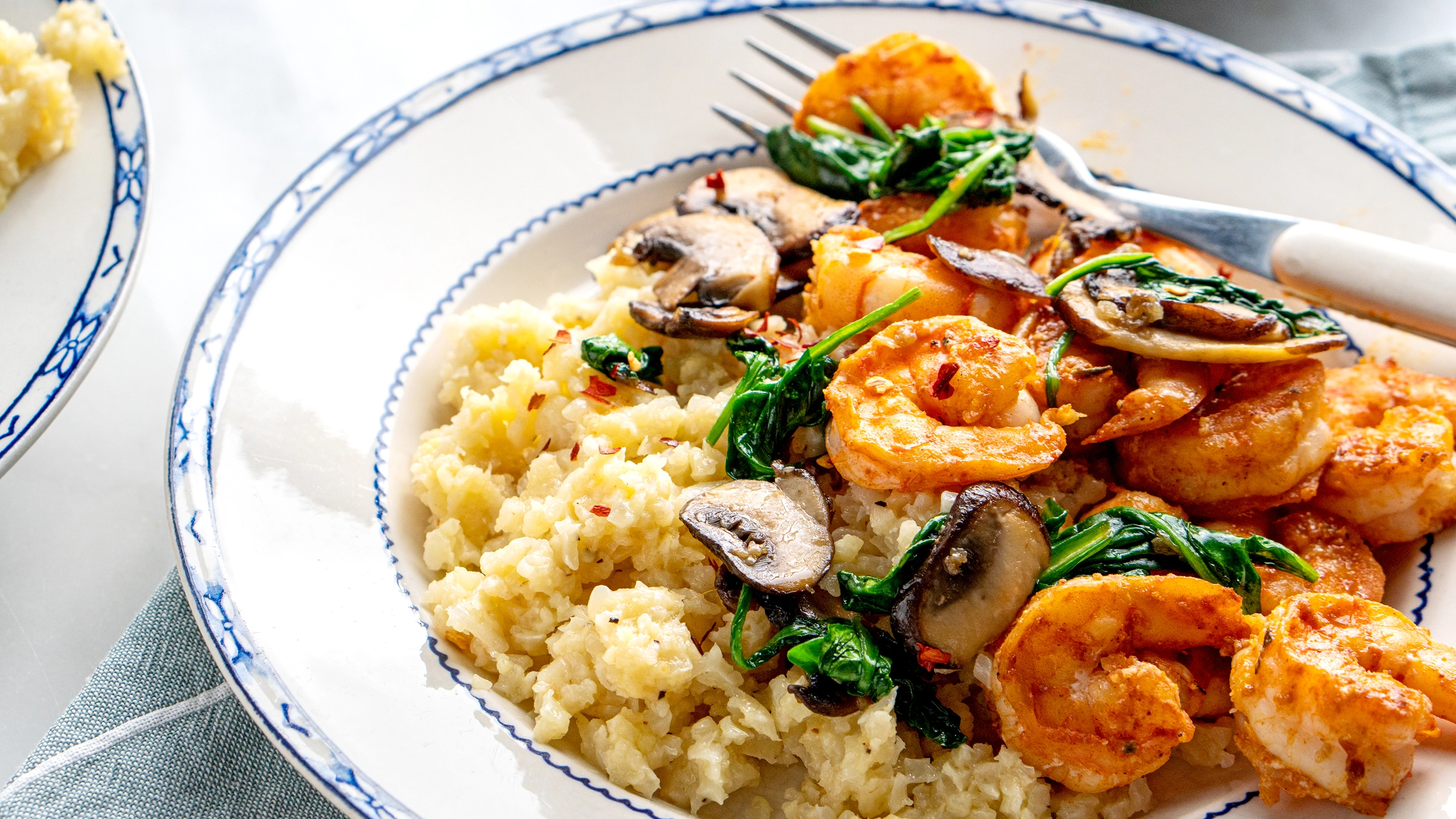 Keto Spicy Shrimp & Cauliflower Risotto freelance food photographer