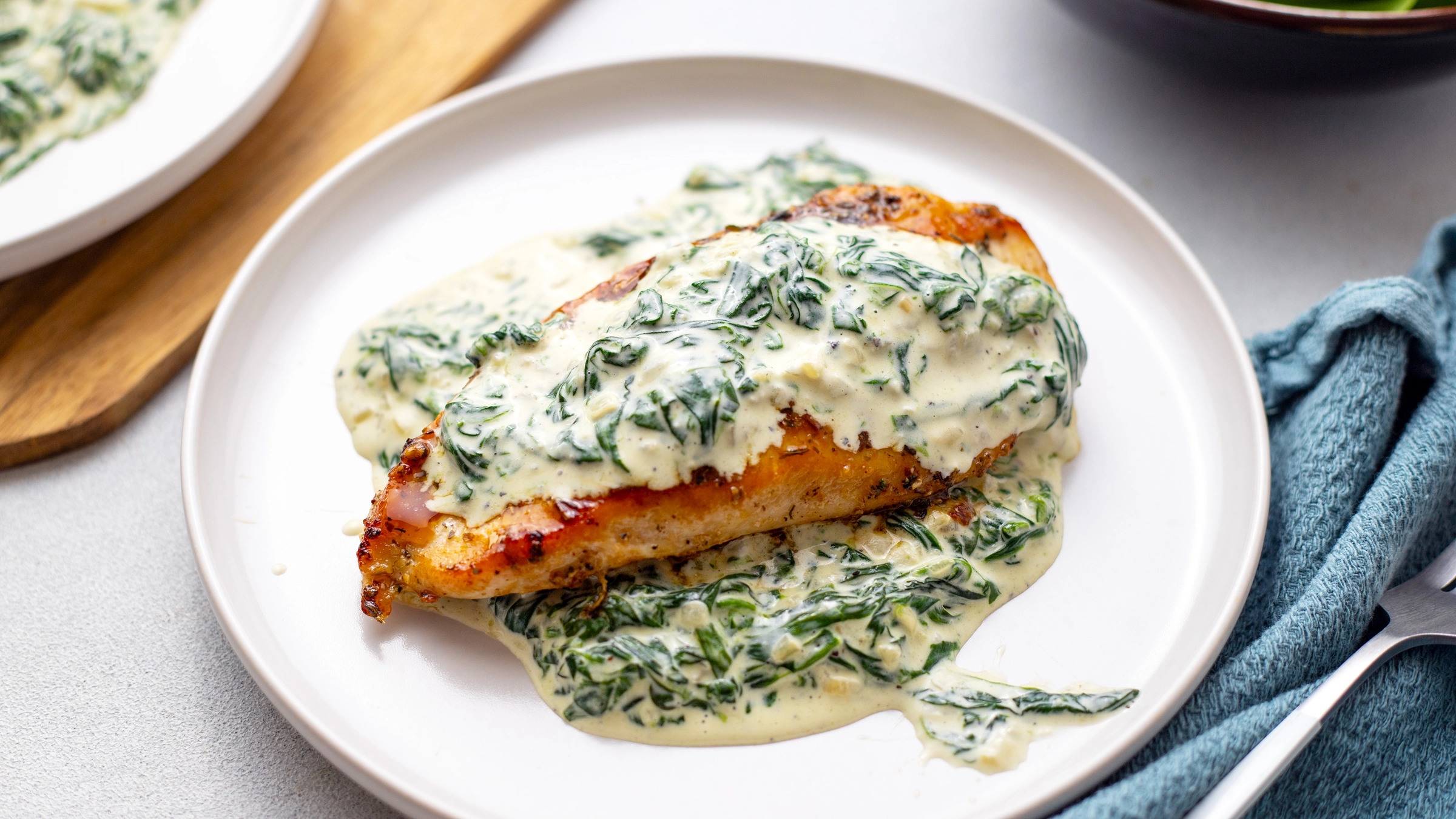 Pan-Fried Chicken with Creamed Spinach freelance food photographer