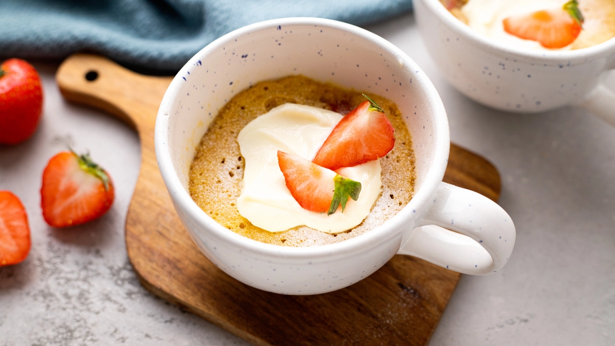 Keto Strawberry & Cream Mug Cake