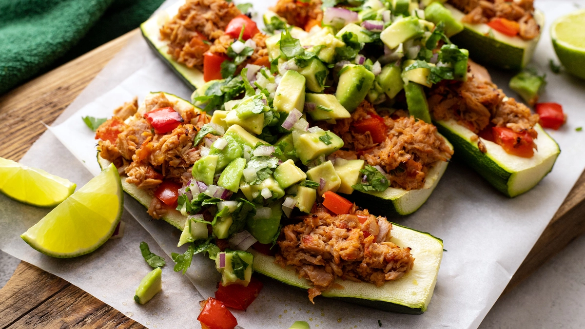 Keto Tuna Stuffed Zucchini